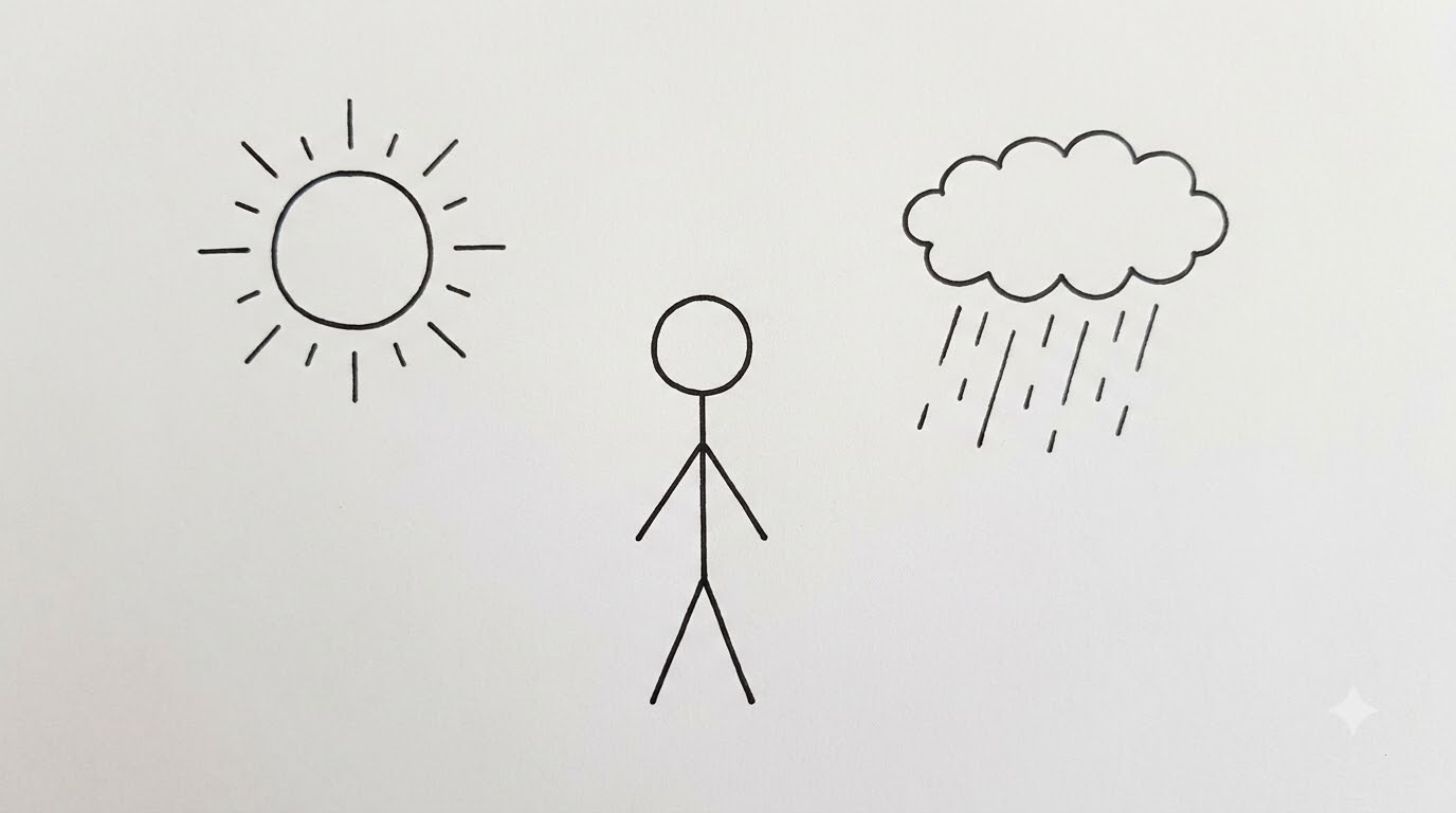 Người que đứng giữa nắng và cơn mưa